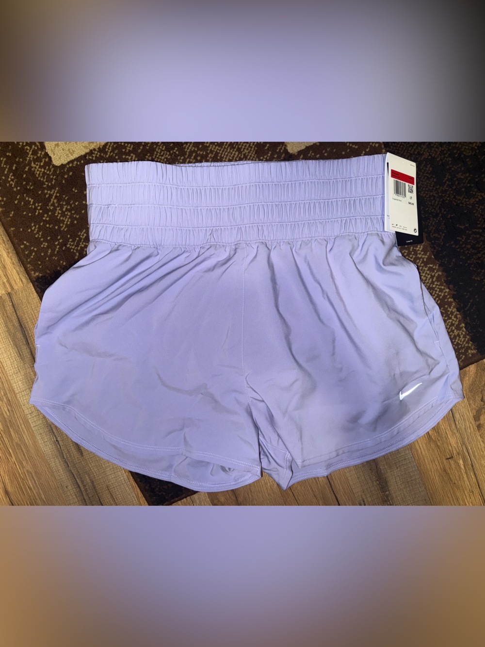 Nike Women's Lavender Athletic Shorts with Smocked Waistband